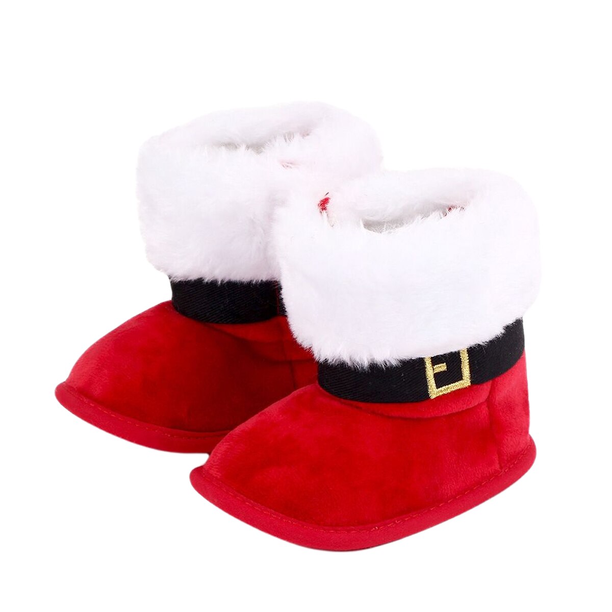 Citgeett Christmas Boots Snowflake Santa Winter Warm Slippers Anti-Slip Infant Newborn Booties Santa Foot Socks: A / 7-12 Months