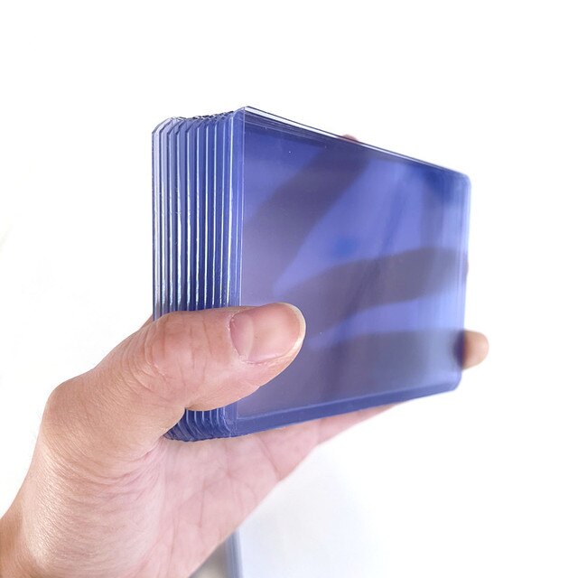 10Pcs Waterproof Transparent Card Holder PVC Credit ID Bank Card Cardholder Protective Case Pouch Sleeve Horizontal Bag Set: Vertical Blue