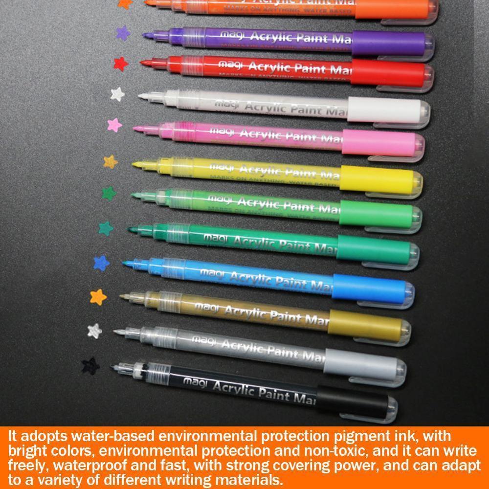 1 PC Permanent Acrylic Paint Marker Pen For Ceramic Painting Canvas Supplies Porcelain Cup Rock School Glass Wood Fabric Of V3N1