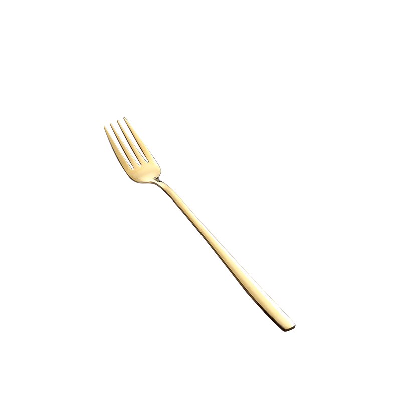 1PC Dessert Spoon Stainless Steel Vacuum Plating Coffee Dessert Stirring Spoon Shovel Long Handle Fruit Salad Forks: Fork-2