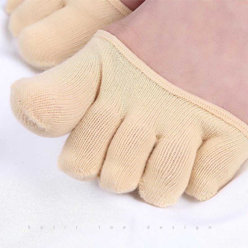 Separador de dedos de media palma, antideslizante, absorbente de sudor, plantillas elásticas, calcetines de cinco dedos, almohadillas de juanete, Hallux Valgus