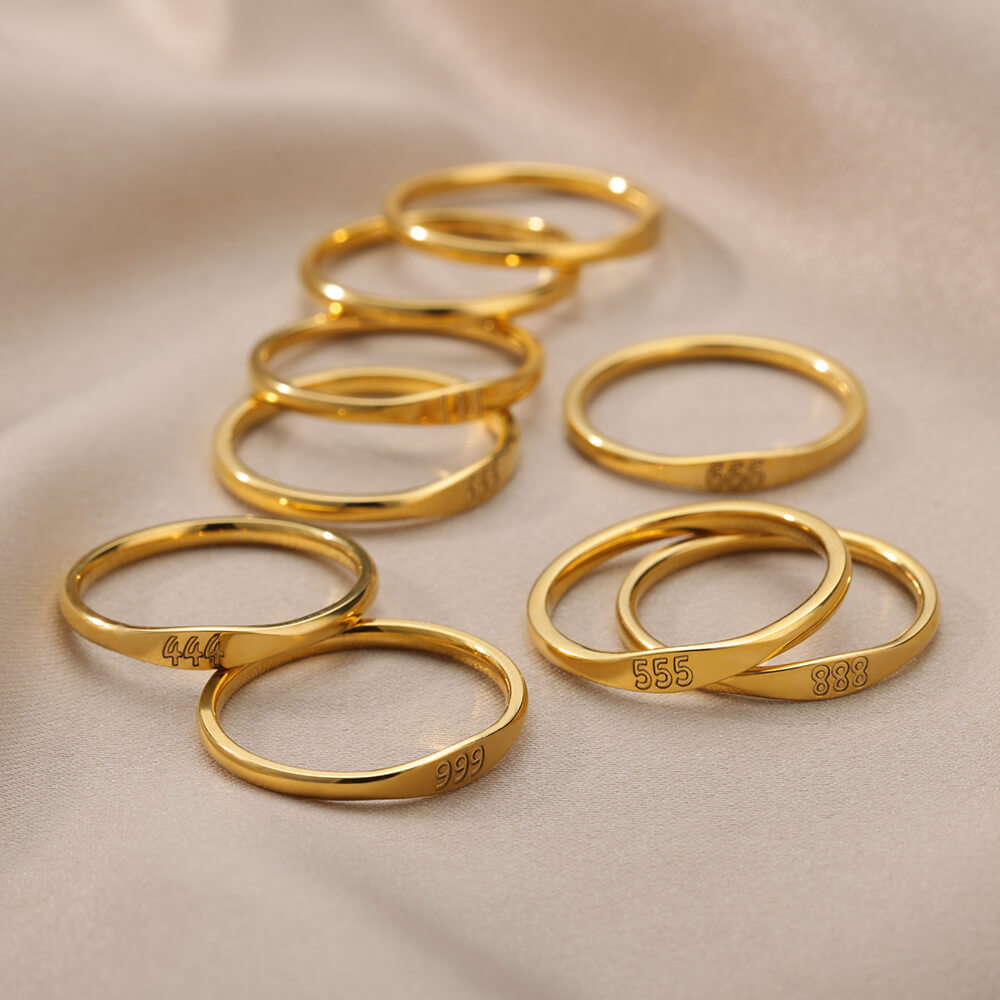 111 222 333 444 555 666 777 999 Engel Nummer Ringen Voor Vrouwen Rvs Ring Vintage Esthetische Retro Sieraden Anillos 2023