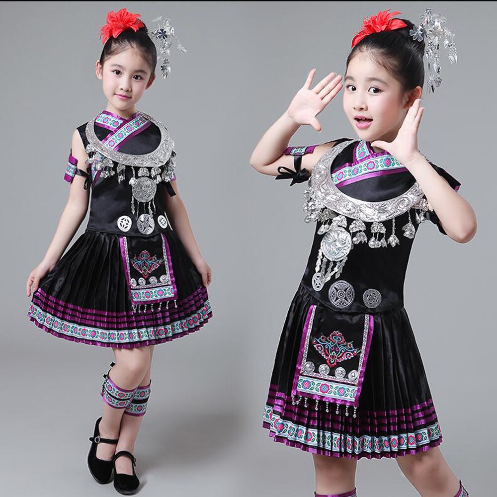 Vêtements d'été pour enfants Hmong, costumes de scène pour fille, bal danse, vêtements pour enfants Miao