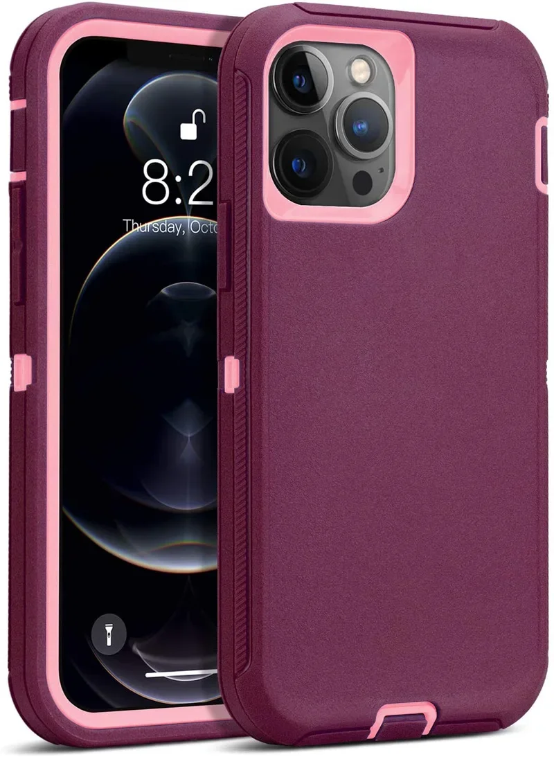Luxury Hybrid Heavy Duty Armor Phone Case for IPhone 16 Pro Max Plus Shockproof Protect Otter Hard Box Belt Clip Cover: CANVAS / Clear