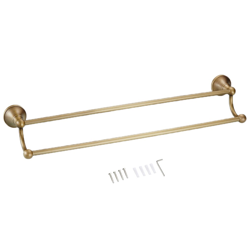 600mm Double Towel Rack Rail Bar Brass Bathroom Wall Mounted Towel Shelf
