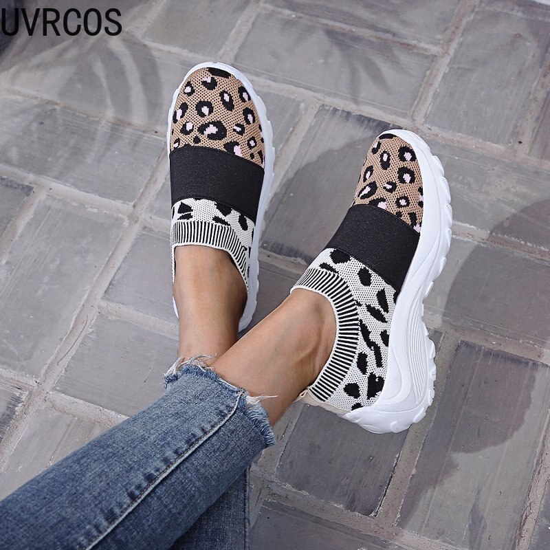 Sneakers dames gevulkaniseerde schoenen lente herfst luipaardprint sneakers ronde platform mesh platte casual schoenen grote maat 43