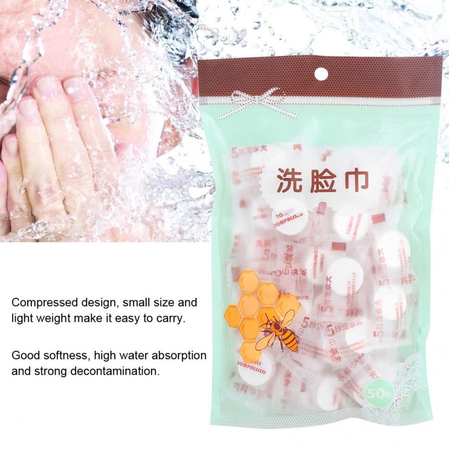 50 pièces coton jetable tissu compressé Mini serviette visage nettoyage tissu pour voyage coton tampons pour visage