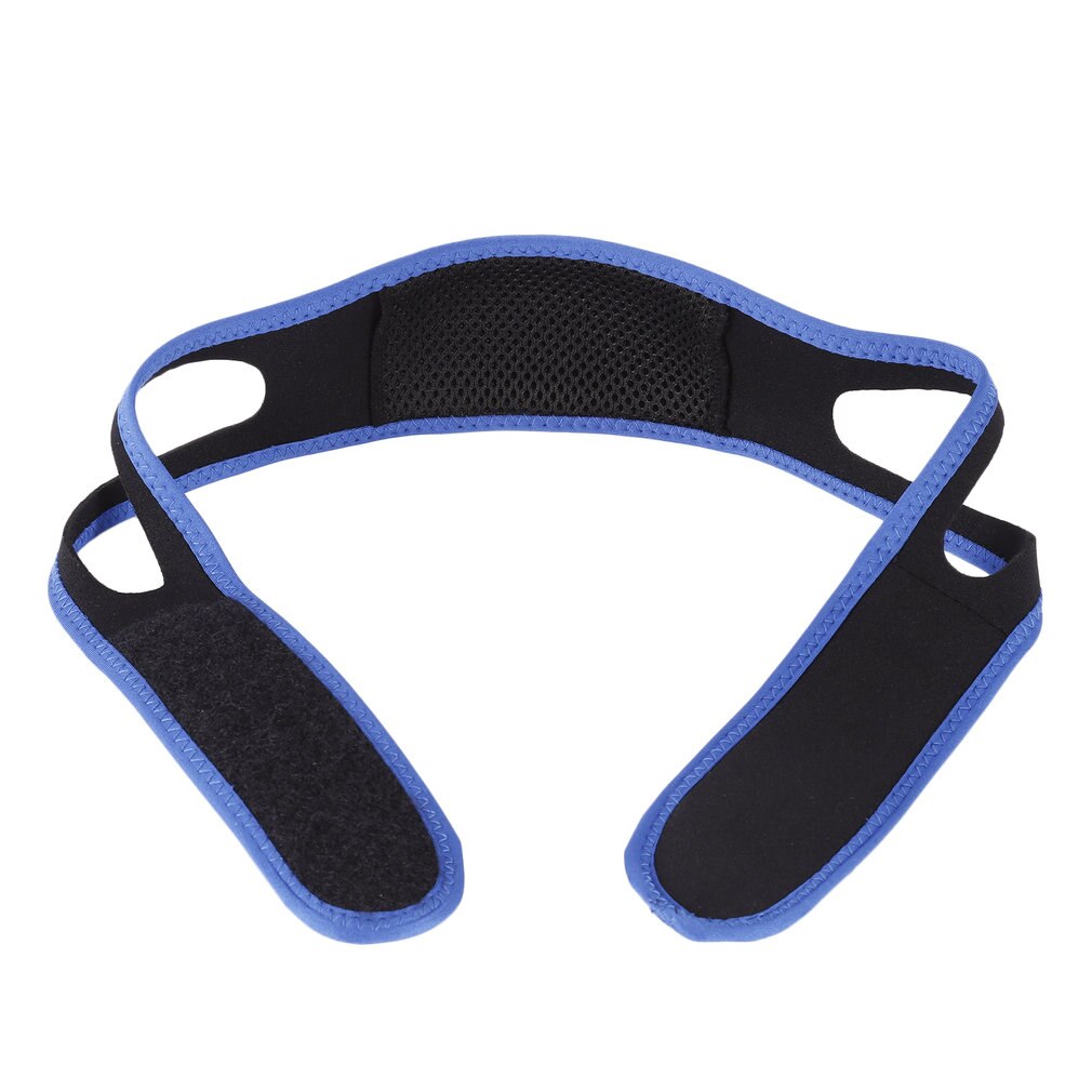 U-Kiss Anti Snoring Snore Stopper Chin Jaw Strap Supporter Sleep Improving Belt Brace Adjustable Black & Blue Soft Material