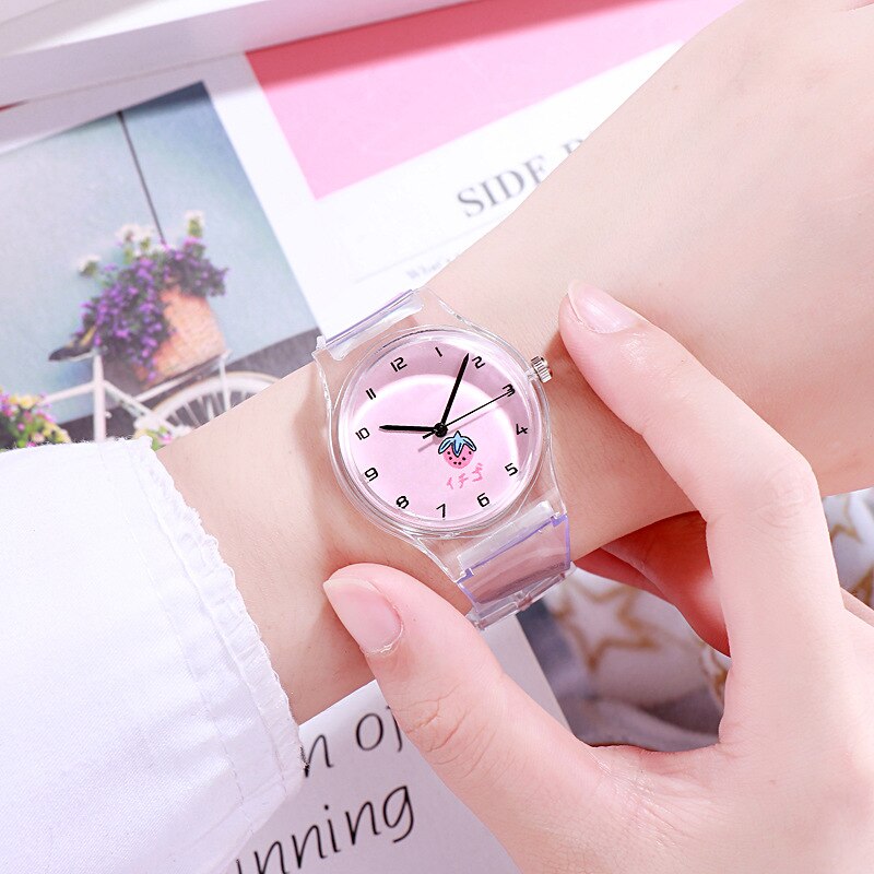 Children's Cartoon Watch Baby Hour Safety Silicone Watchband Kids Clock Waterproof Boy Transparent School Student XX3081