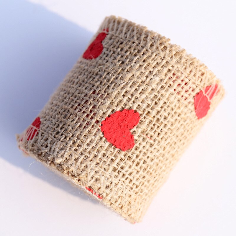 2 yards / rulle 60 mmdiy bomull och linne band handgjord jul bröllop klass hantverk spetsrulle utskrift band säckväv rulle: 6