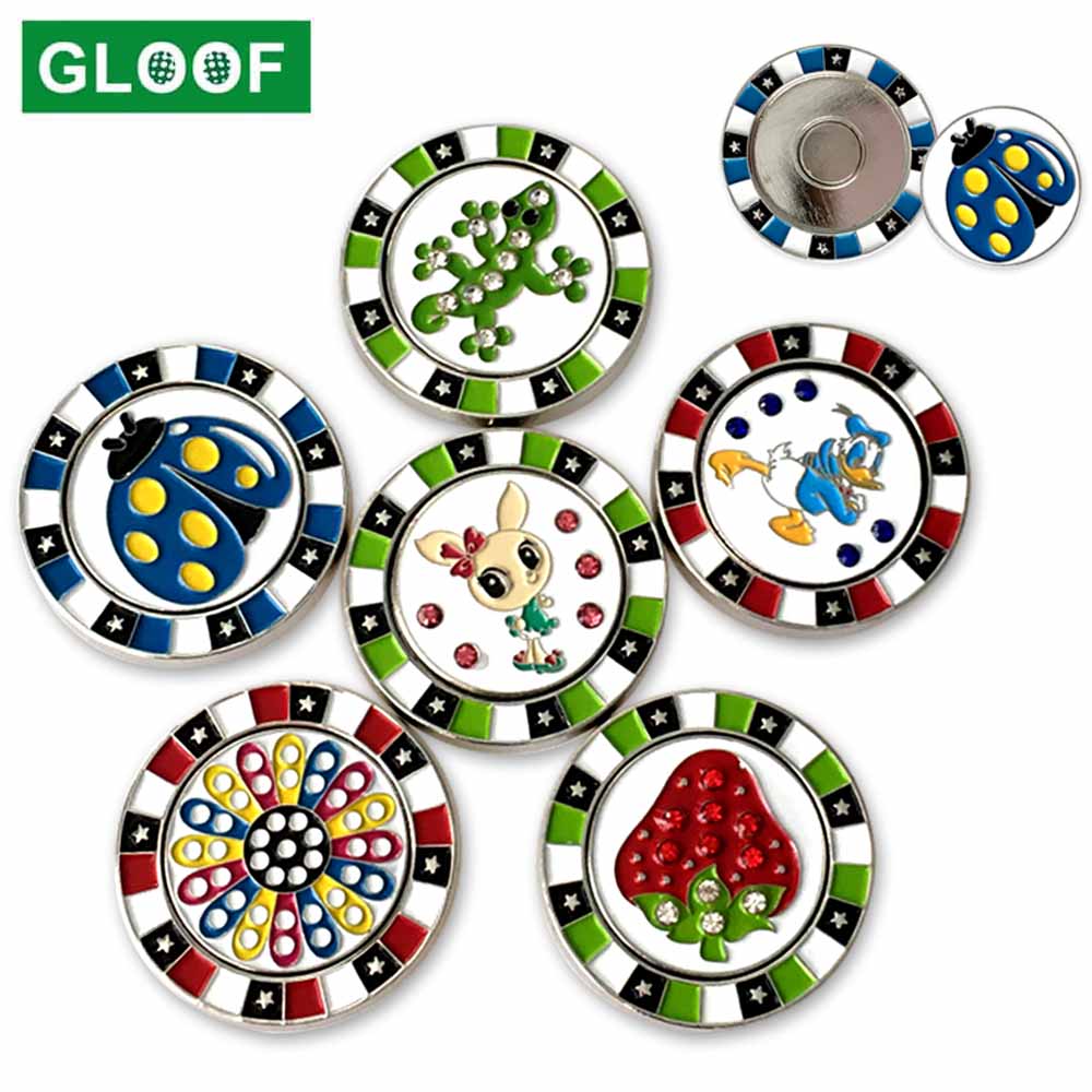 Double Layer Golf Ball Markers Assorted Patterns, Mark Golf Hat Clip Divot Tool Accessories