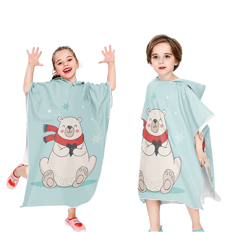Niños microfibra Albornoz para la playa cambiar bata Poncho con capucha de Surf Poncho compacto rápido seca toallas con capucha