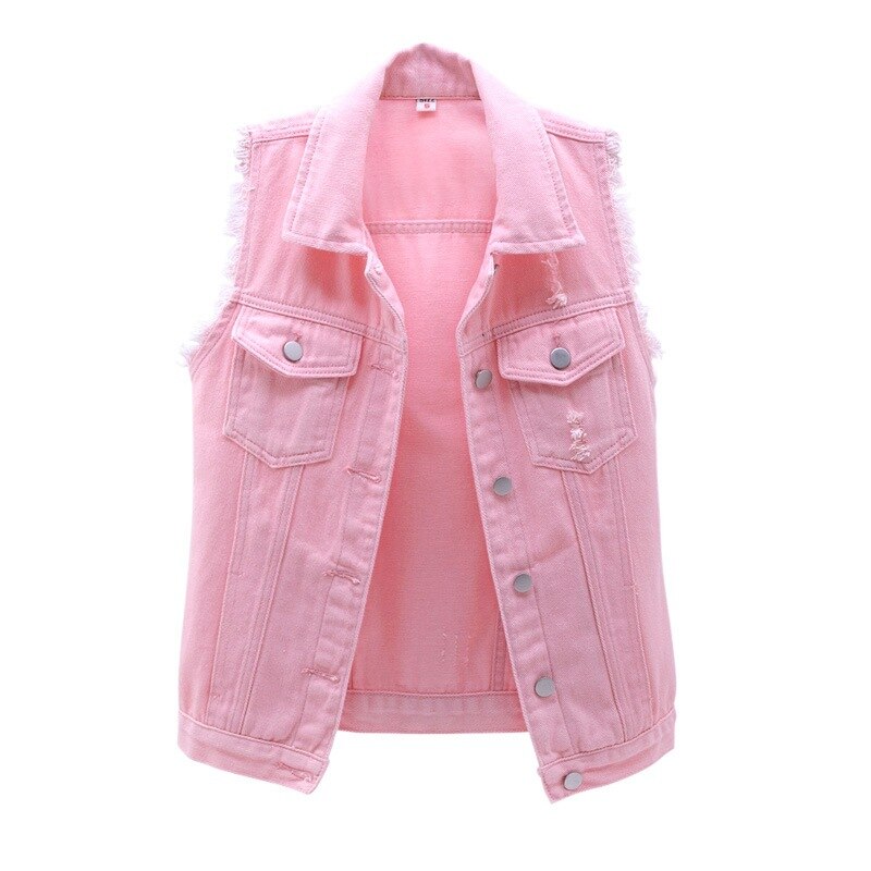 Lila ärmellose Jeansjacke Damen Sommermode einreihige Jeansweste Mantel Vintage passende Jeanswesten Indie Weste
