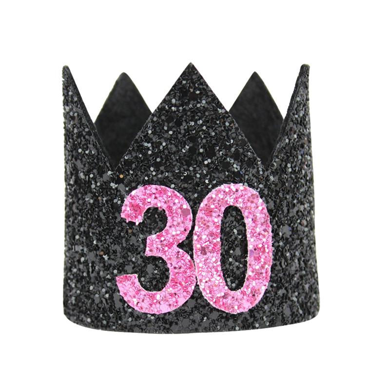 Verjaardagsthema glitterstof verjaardagshoedjes feest baby muts mini hoed eerste verjaardag feestversiering volwassen verjaardag nummer hoed: Diepblauw