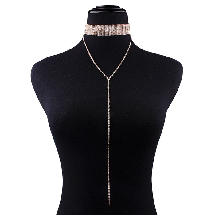 Rhinestone Gold Verzilverd Supernatural Luxe Crystal Sieraden Accessoires Dikke Verklaring Chocker Kettingen Collier: Gold