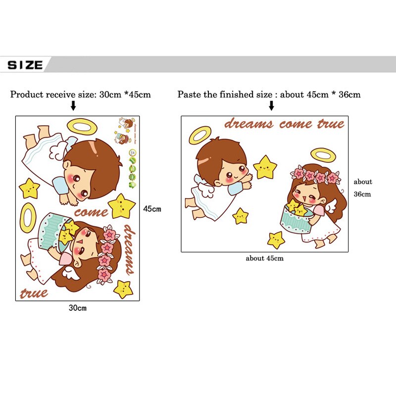 Cartoon cute little angel Wall Sticker for kids baby rooms bedroom Home Decoration Decals wallpaper Boys girls stars Stickers