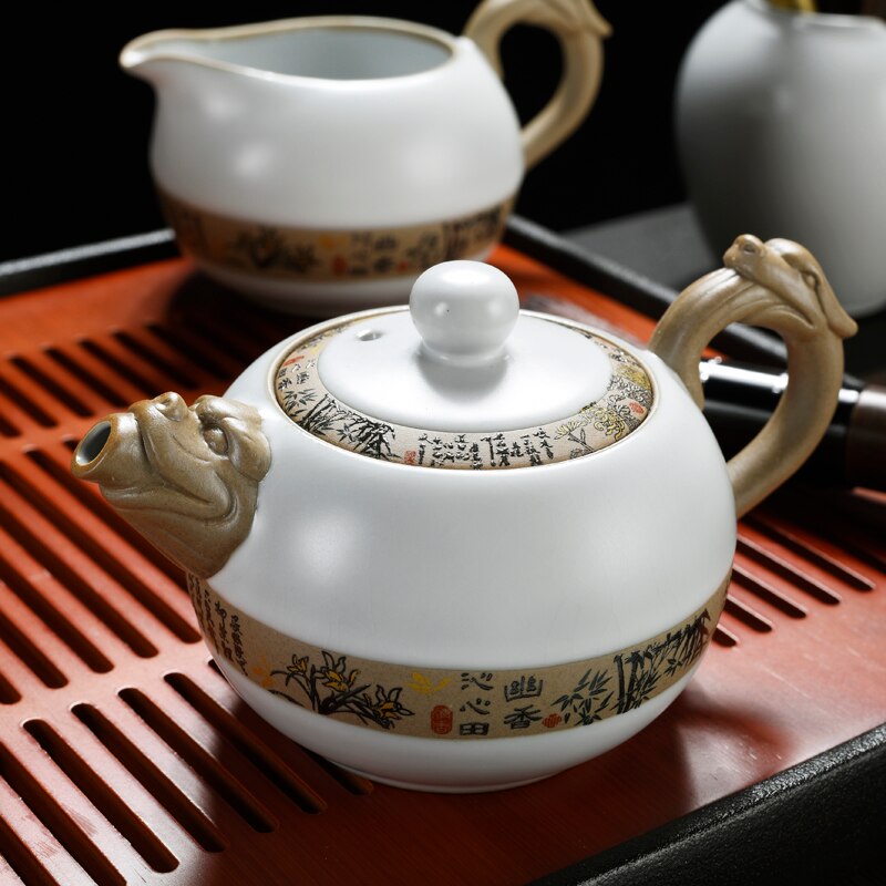 Chinese ceramic teapot simple teacup tea ceremony tea set household Chinese tea coffee tea set