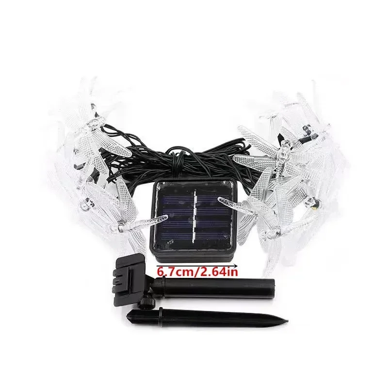 Guirlande lumineuse solaire libellule, guirlande lumineuse d'extérieur avec 8 Modes, étanche, à énergie solaire, pour Patio, cour, décoration de noël