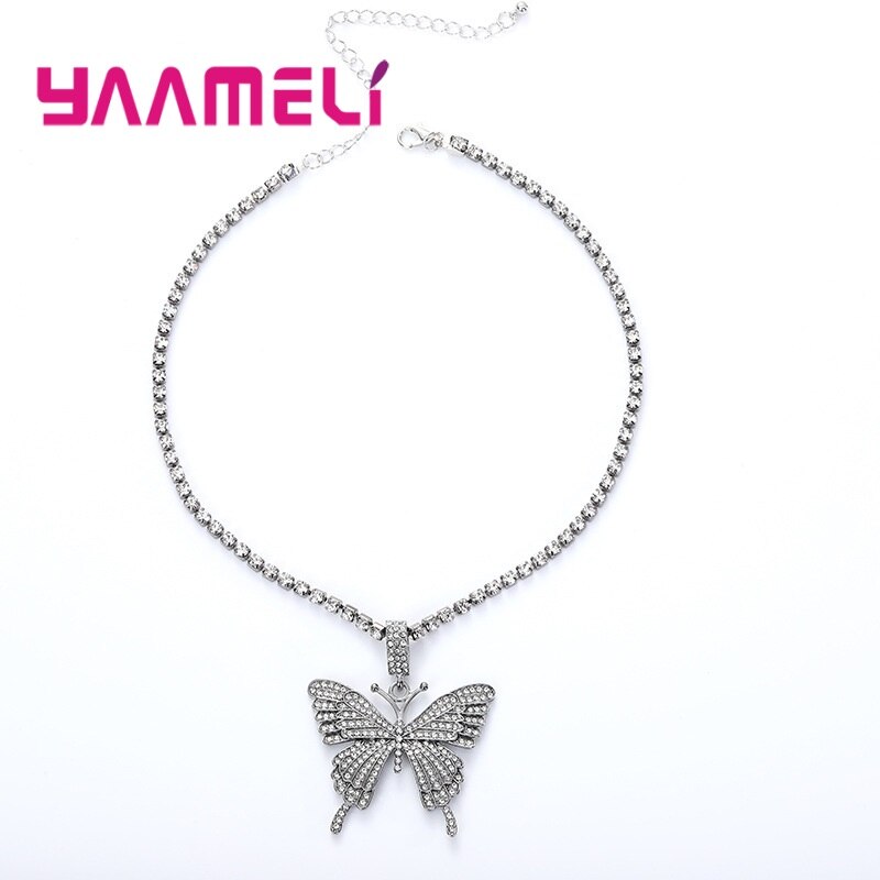 Elegancja panie bransoletki świecący 925 szterling srebro pełny kryształ górski sześcienny cyrkon Betterfly bransoletka uroki na wesele: czarny pistolet
