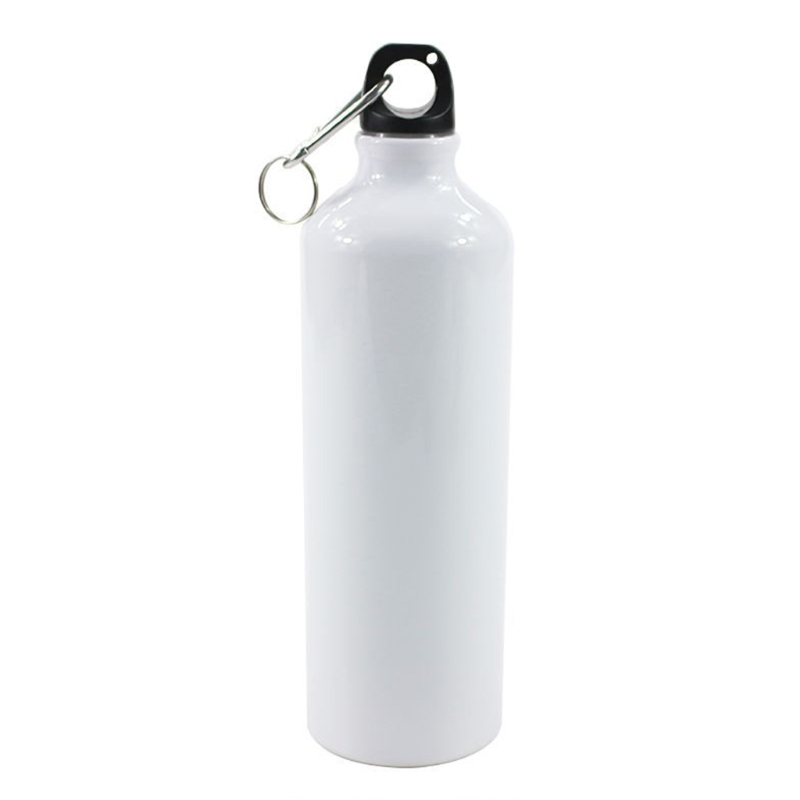 400/500/600/750ml Weiße Leere Sublimation Wasser Flasche mit Schraube Karabiner Haken Aluminium draussen Sport dicht für