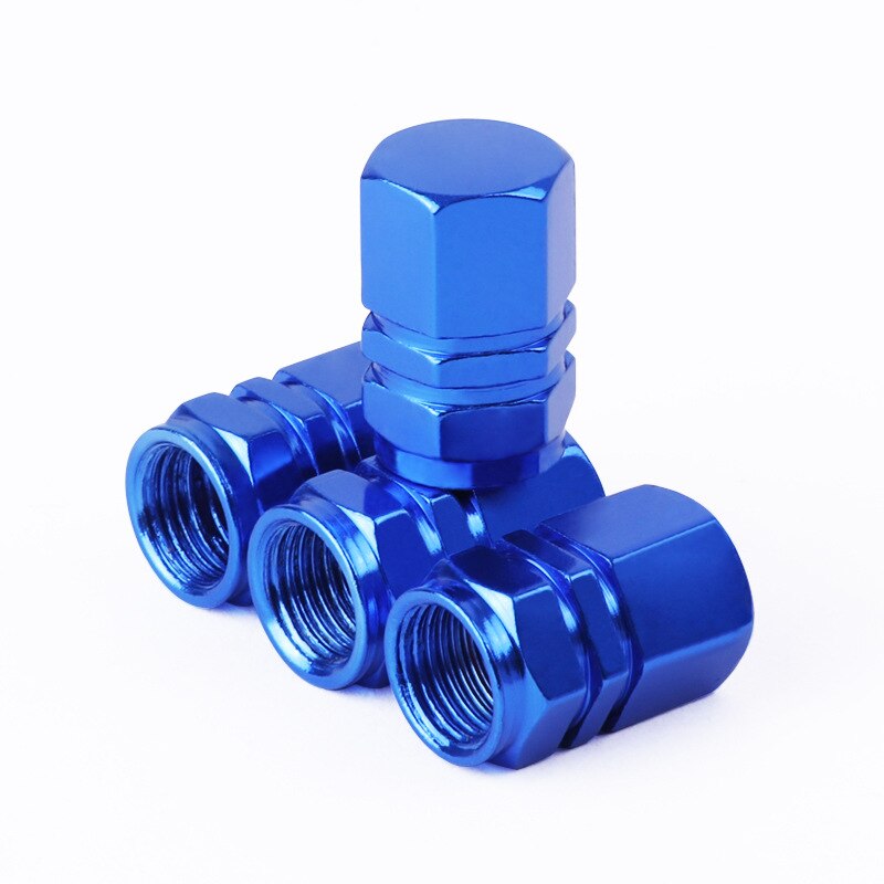 4PCS Aluminum Alloy Schrader Valve Caps Tire Valve Stem Covers for Cars Motorcycles Trucks Bikes Bicycle Accessories: TYPE B - Blue