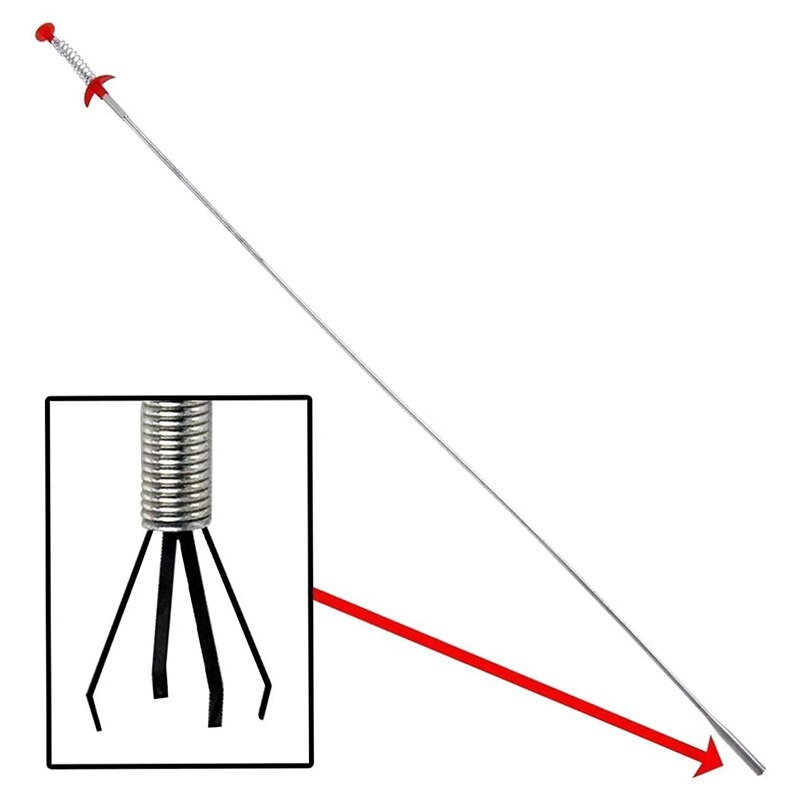 Gancho de agarre para alcantarillado, Pantian, de cuatro mandíbulas, telescópico, pinza para tubo largo