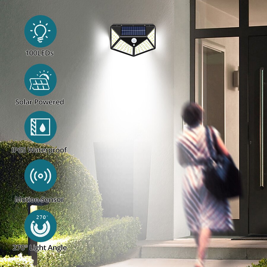 100 LED Solar Floodlight Motion Sensor 5V 100W Outdoor Solar Lamp IP65 Waterproof Floodlight Garden Spotlight Street Lamp