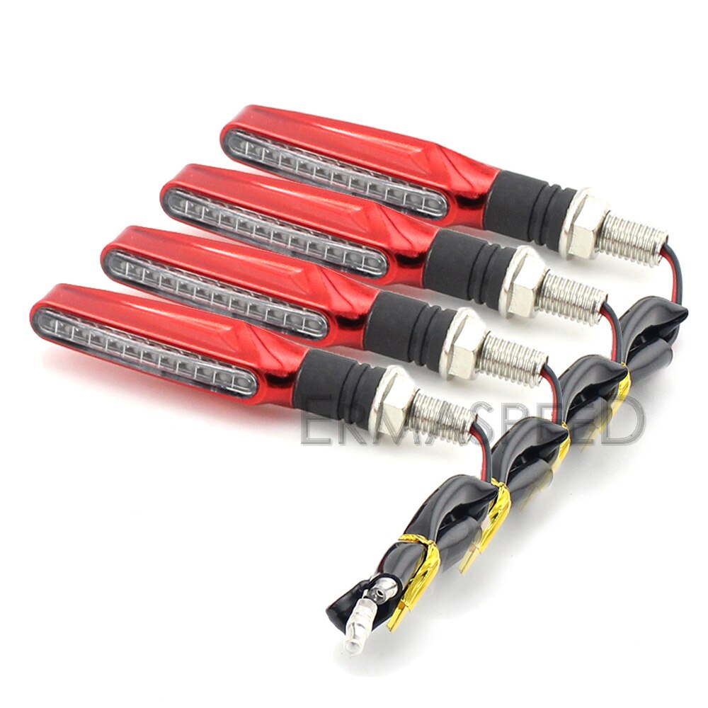 2 Pairs Universal Motorcycle LED Turn Signal Light Indicator Flasher Light Flexible Amber Blinker Lamp Light for Moto motorbike: Red