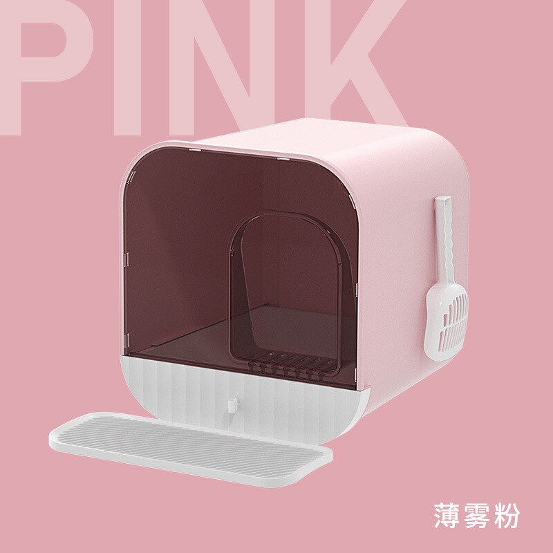 Lettiera per gatti design di lusso chiuso antispruzzo gattino Toilette grande spazio porta scura lettiera per gatti villa ridurre gli odori forniture per gatti: rosa