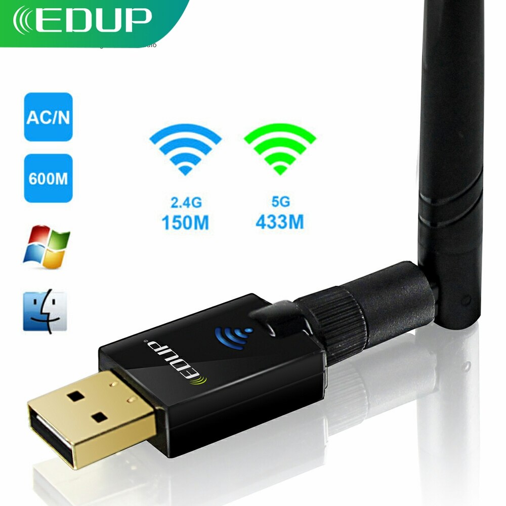 Edup 600Mbps 5Ghz Usb Wifi Adapter 802.11AC Dual Band Wi Ontvanger Draadloze Netwerkkaart Usb Adapter Met 6dbi antenne Voor Pc