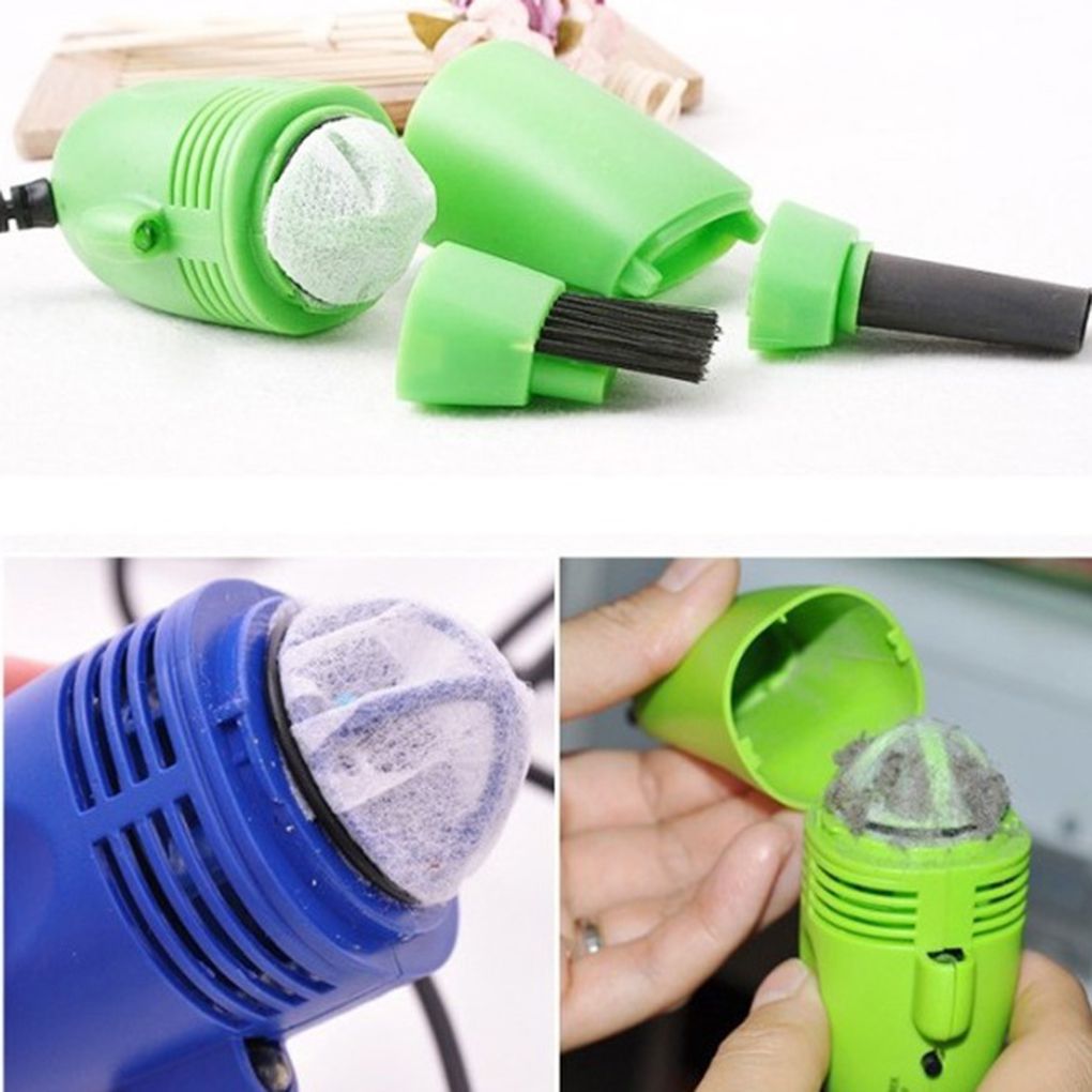 1PC Mini Vacuum USB Keyboard Cleaner PC Laptop Brush Dust Cleaning Tool Multiple Brushhead 4 Color