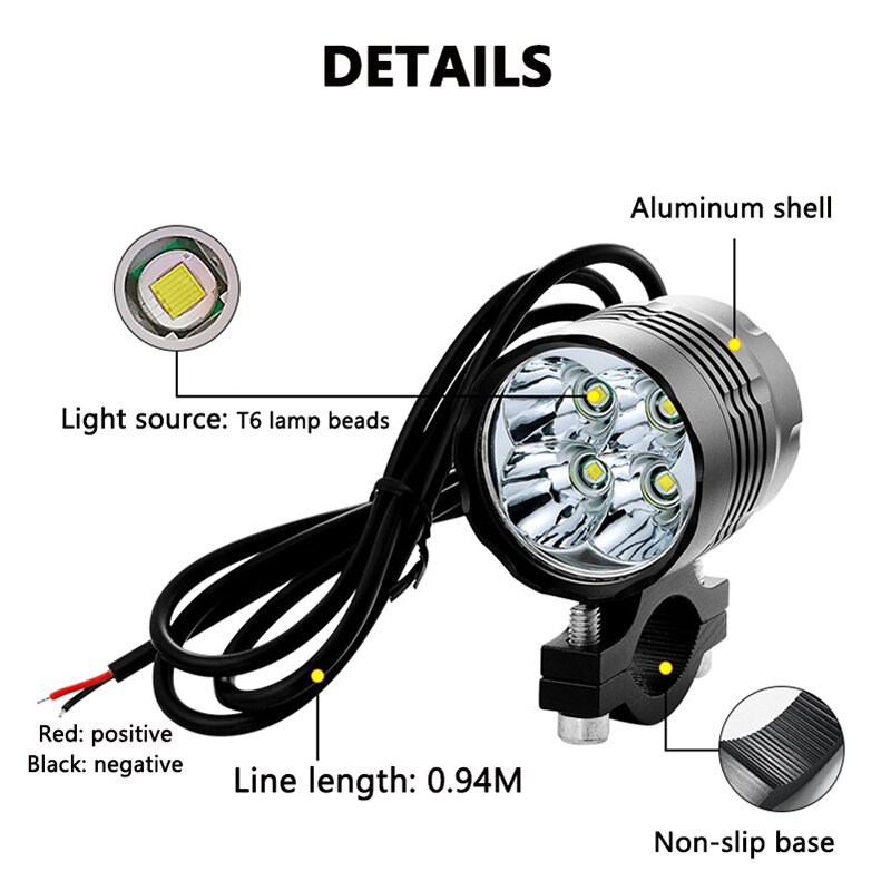 40W hoch Energie LED Licht Motorrad Scheinwerfer Vorderseite Scheinwerfer E-Fahrrad 4-Leds Stelle Nebel Lichter 12v Hohe abblendlicht Strobe Wasserdicht