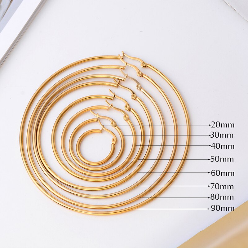 Super Big Hoop Earrings Round Female Lron Thin Hoops Ear Rings Large Circle Creole Huge Gold Earring Women Huggies Personality