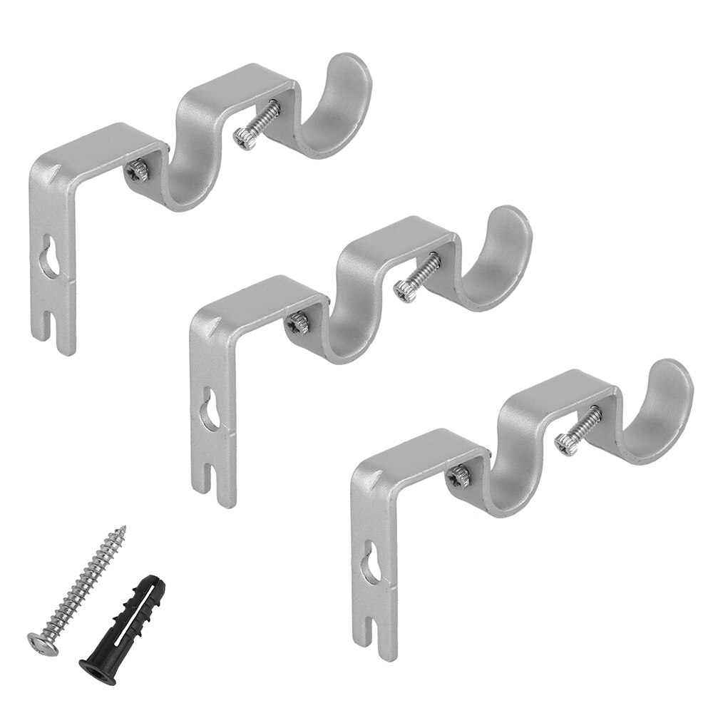 3Pcs Curtain Rod Brackets Heavy Duty Double Rod Holders Durable Metal Curtain Rod Wall Brackets with Screw Curtain Accessories: Default Title