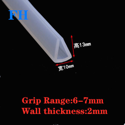 2 meters U-channel Silicone rubber shower door glass sealing tape Edge trim weathering edge guard: 10X13