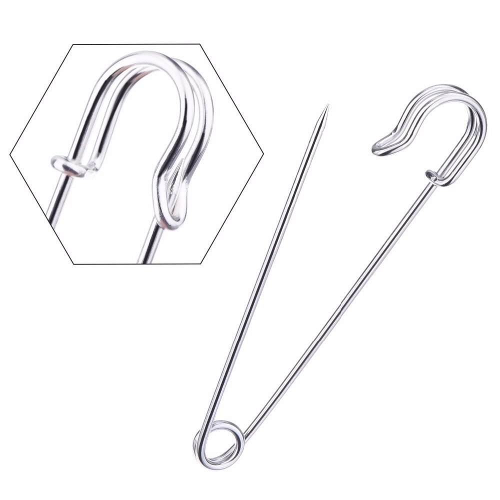 Stainless Steel Safety Pins Blanket Pins 4 Inch Extra Large, 10 Pieces