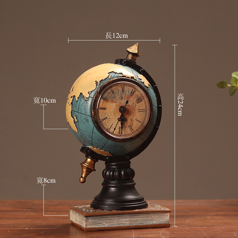 Desktop ornament vintage ur globus model ur hjem stue skab veranda sæde ur kontor dekorationer ornamenter wf: Blå