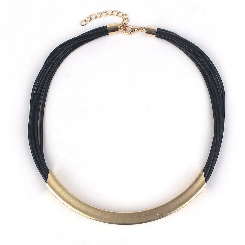 neue jahr Billiger Anhänger Halsband Schwarz Leder Kette ErkläSprosse Halsketten Schmuck Damen N0001: schwarz gold quadrat