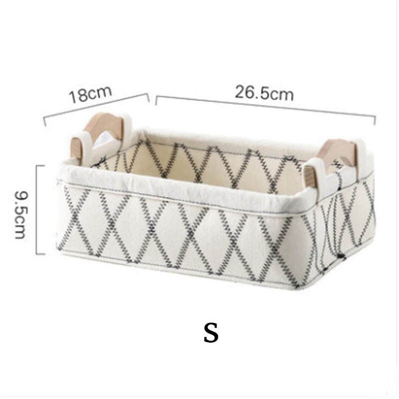 Inklapbare Opslag Bakken Opvouwbare Vilt Opslag Wasmand Organizer Carry Houten Handvat Doeken Speelgoed Dozen Containers: White - S