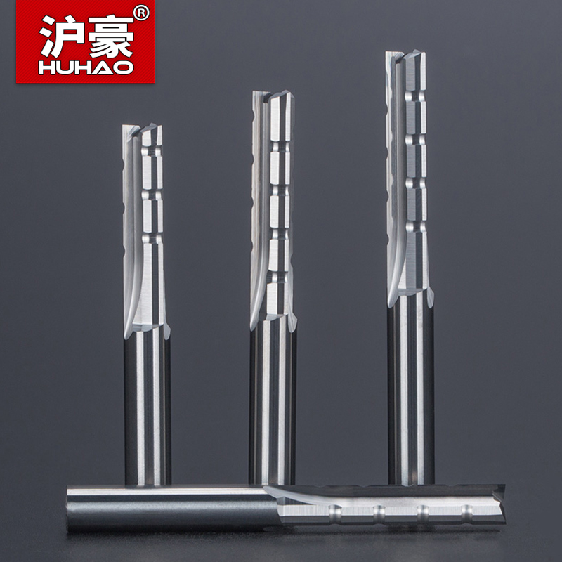 HUHAO Straight Milling Cutter Wood Router Cutters 3 Flutes Carbide End Mill CNC Slotting Trimming Router Bit Woodworking Tools