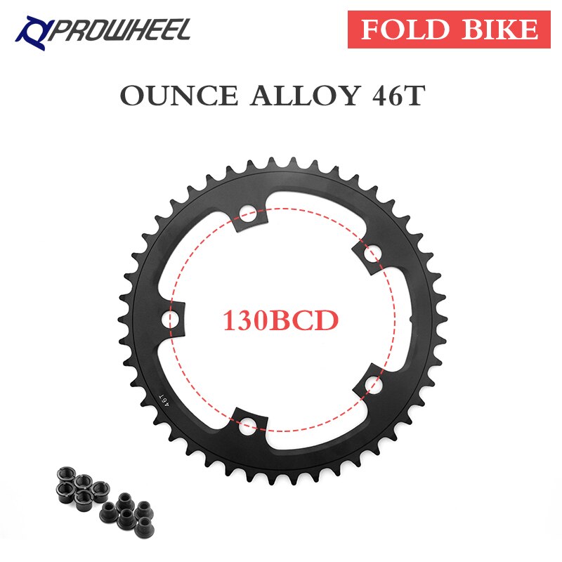 PROWHEEL 130 BCD round Fold bike Sprockets 46T 56T Aluminum alloy 7075 Chainwheel folding Bike Crankset Tooth for Shimano