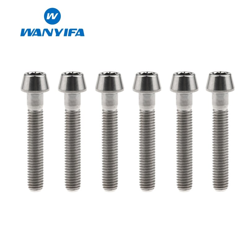 6PCS M5 Titanium Ti Bolts M5X25 30 35 40mm Inner Hexagon Tapered Head Bolt for Bike Bicycle Cycling Accessories Fastener Screws: M5x30 Silver