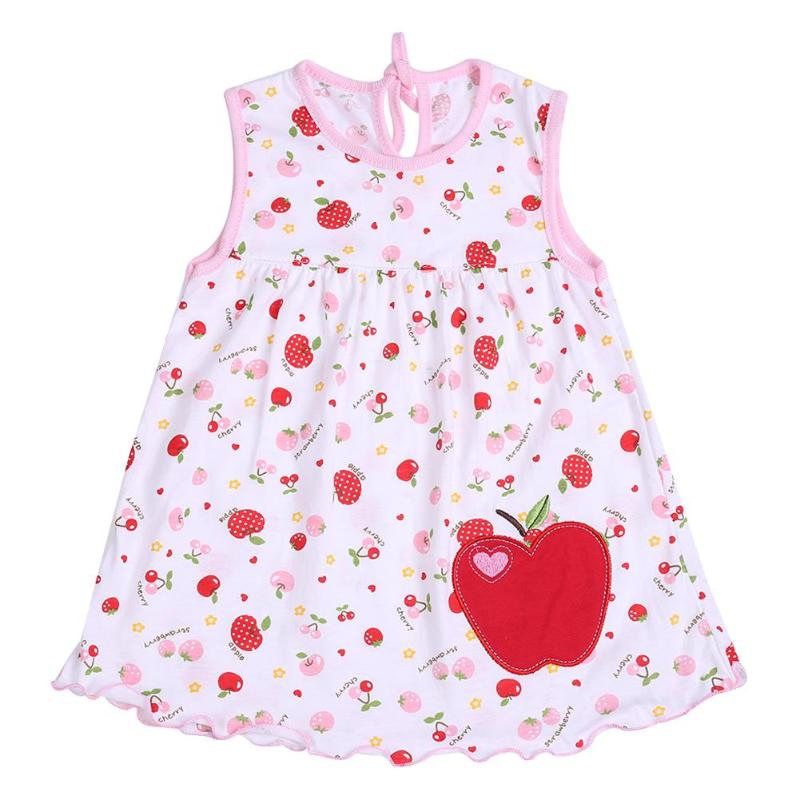 Summer Girls Dresses Newborn Baby O-neck Sleeveless Cotton Princess Mini Casual Dress Child Cute Pattern Decor Dot Clothes: d
