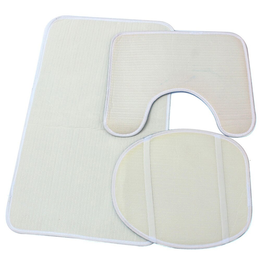 3Pcs/Set Bathroom Non-Slip Carpet Mat Rug Blue Ocean Parttern Water Absorption Rug Toilet Cover Bathroom Mat Doormats