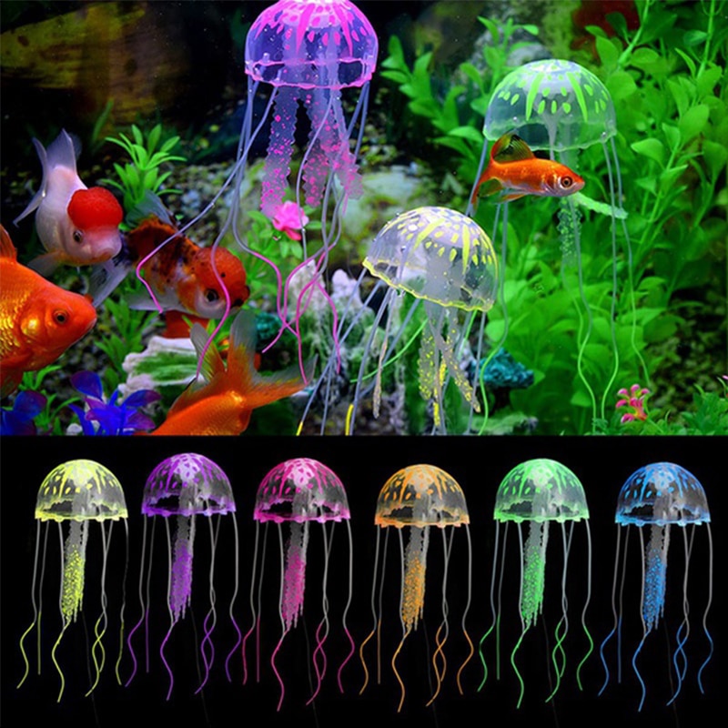 Aquarium Dekoration Unterwasser Künstliche Quallen Aquarium Dekoration Silikon Quallen Ornament Aquarium Glühende Quallen
