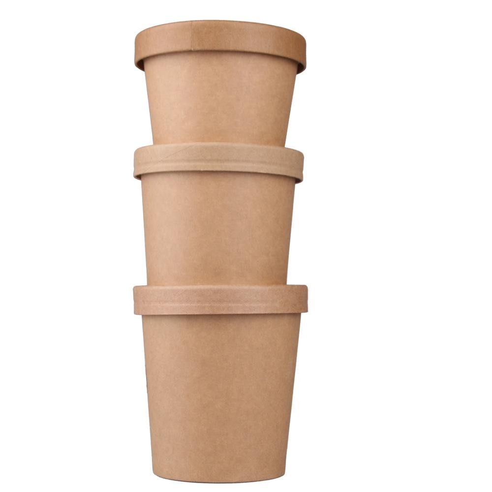 Hanlin Disposable food container 8oz-16oz Kraft paper soup bucket 500pieces/carton for soup