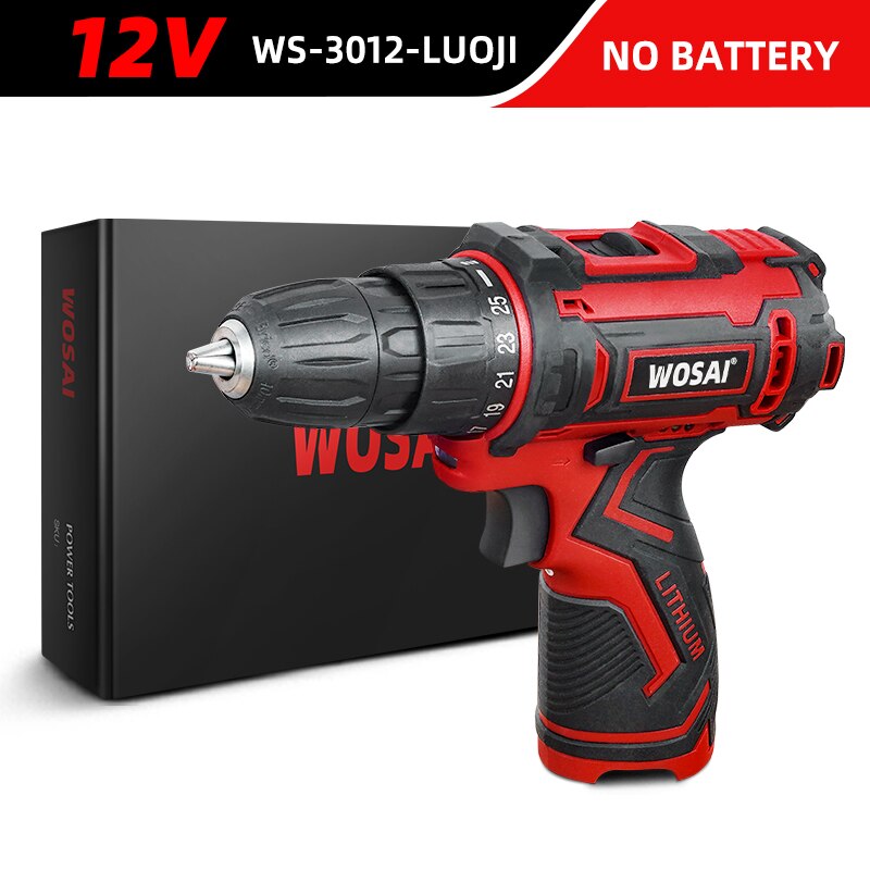 WOSAI 12V 16V 20V bezszczotkowy wiertarka elektryczna 28NM-115NM wkrętarka bezprzewodowa mini śrubokręt elektryczny wiertarka udarowa: WS-3012-LUOJI