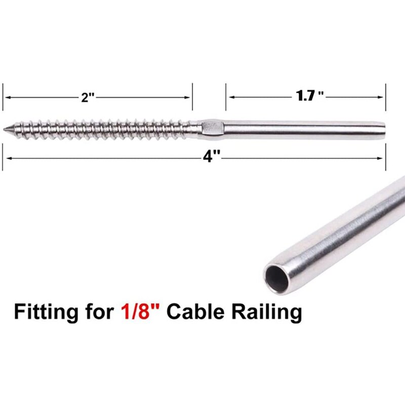 Til 1/8 tommer kabel gelænder kit , 316 rustfrit stål til trappe rækværk kabel dæk gelænder diy træ baluster kit  (5 par)