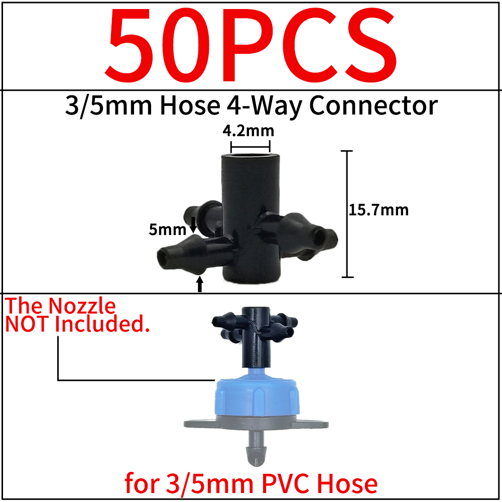 Oasis Garden Irrigation Connector Barbed Single Double Tee Elbow Drip Arrow Cross Coupling Watering Fitting for 3/5 4/7mm Hose: SKY BLUE
