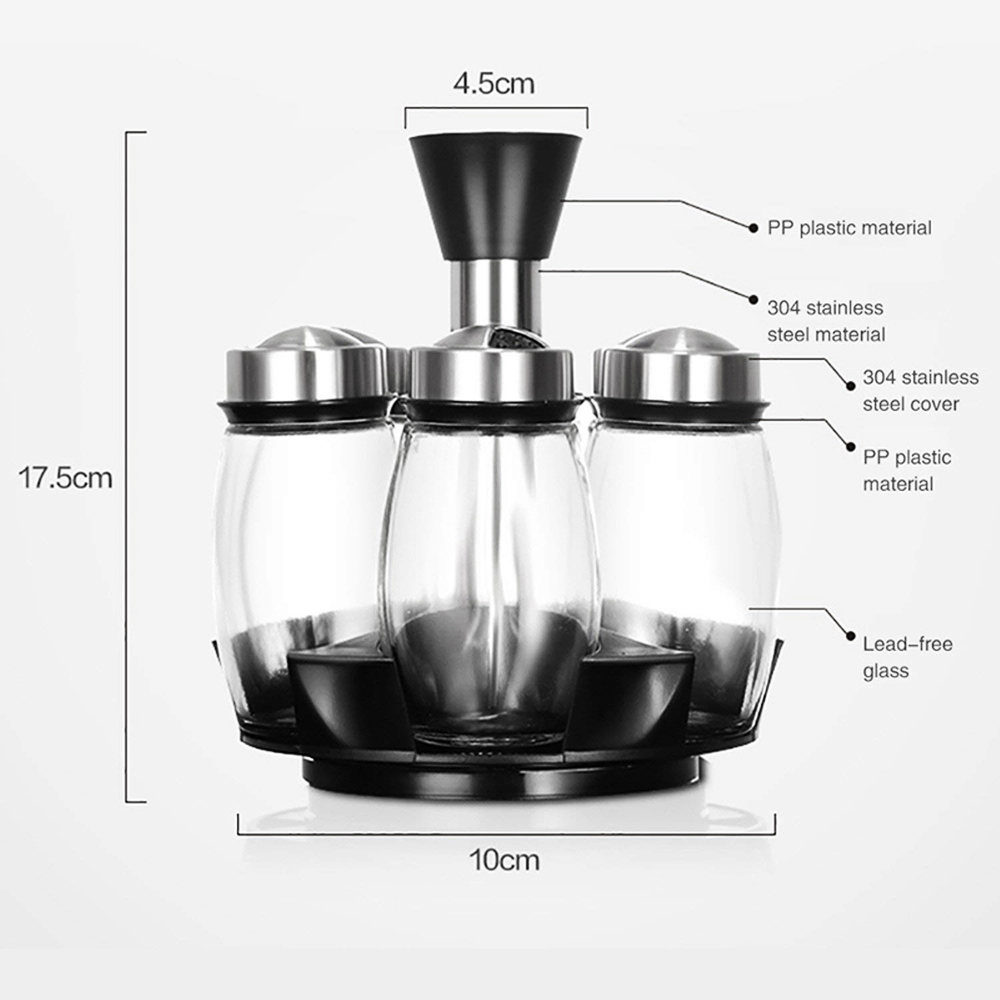 Jeyl 7 st/set roterande rostfritt stål cruet krydda kryddburkar set salt och peppar shakers krydda sprayer köksredskap